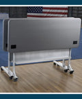 Pro Grade Nesting Flip Top Training Table with Blow Molded 1.75 Inch Thick Surface, Steel Frame, Charcoal Slate Top Folded View