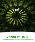 8 Pack Solar Pathway Lights With Twin Ring LED Design for bright auto on at dusk, showing unique light pattern on grass.