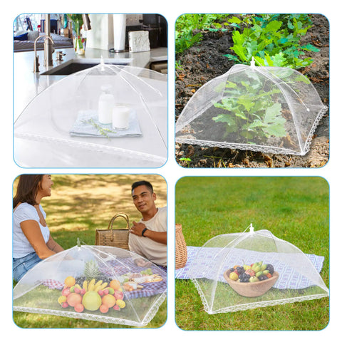 Outdoor Mesh Food Covers Set 10 Pack Pop Up Tents for Picnic and Camping shielding food and plants