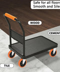 Heavy Hitter 6 Inch Caster Wheels Set Of Four With Ball Bearings and 360 Degree Swivel Action on a mobile cart for smooth rolling.