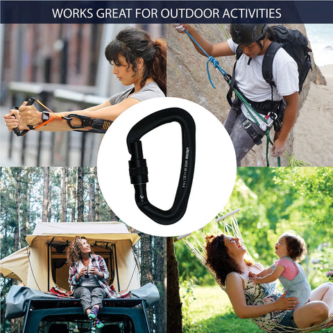 Military Tactical Aluminum Straight Gate D Carabiner With Key Nose For Quick Clip in outdoor activity scenes