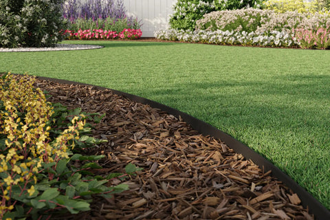 4 Inch Composite Landscape Edging Kit With 40 Foot Roll And 24 Anchoring Stakes Contractor Grade Black Edging in garden border