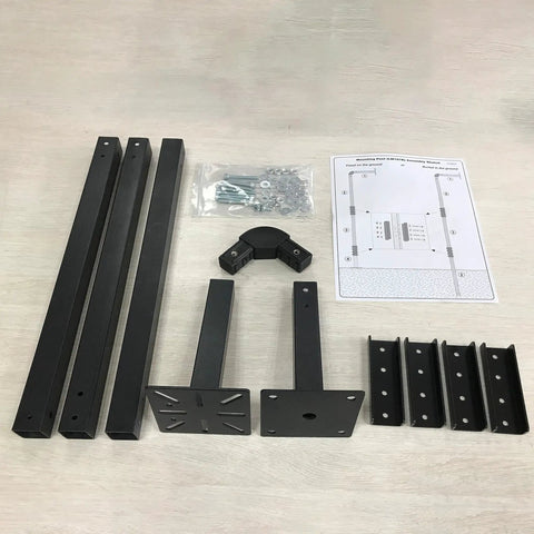 Beefy Universal Gate Keypad Mounting Post For Swing And Sliding Openers components on display with installation guide