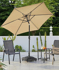 Fillable Mobile Umbrella Base With 4 Wheels 4 Locks 2 Knobs Heavy Duty Patio Umbrella Pole Holder in garden setting