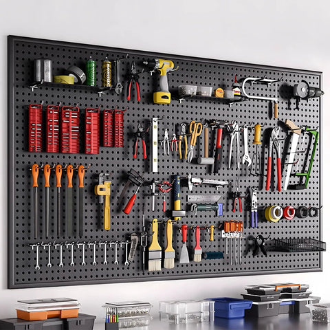 196-Piece Extra Thick Quarter Inch Pegboard Hooks Set Heavy Duty Black Metal Pegboard Accessories With Bins for storage