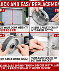 Steps for using Beefy Heavy Duty Garage Door Cable Kit For 8 Ft Doors 9.6 Ft Length Galvanized Carbon Steel Torsion Spring