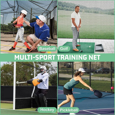 Multi-sport training with Heavy Duty Golf Batting Cage Net for Backyard Practice With Extra Striking Net Frame Not Included