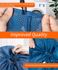 Heavy Duty Diamond Mesh Laundry Bag 24x36 Inches Breathable Tough As Nails Tear Resistant Delicates Organizer Blue with reinforced stitching