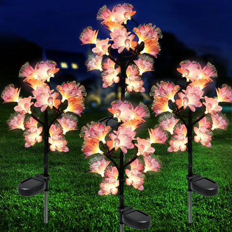 4 Pack Solar Flower Lights For Outdoors Waterproof Garden Decor That Look Real By Day And Glow Bright At Night Easy Pathway