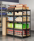 Five Tier Metal Storage Shelving Unit In Black Heavy Duty Garage Rack 60 Inch Tall 386 Lb Per Tier 1930 Lb Total Capacity Powder Coated Iron Frame And MDF Shelves in store display