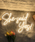 You Said Yes Neon Sign Led Wall Light Decor For Home Bar Party Wedding Christmas Nursery 23.6 By 15.75 Inches Warm White Glow Neon Art Accent LED Lighting For Photo Backdrops