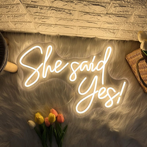 You Said Yes Neon Sign Led Wall Light Decor For Home Bar Party Wedding Christmas Nursery 23.6 By 15.75 Inches Warm White Glow Neon Art Accent LED Lighting For Photo Backdrops