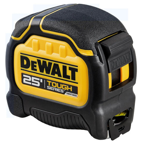 Tough Series 25 Ft Tape Measure With Magnetic Clip And Double Sided Blade Pro Grade Heavy Duty Housing Extend Reach To 17 Ft