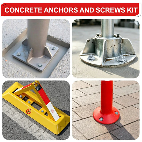 Heavy Duty Galvanized Wedge Anchors, 24 Piece Concrete Screw & Wall Bolt Kit, 5/16 X 2 In. securing poles and signs to concrete surfaces.