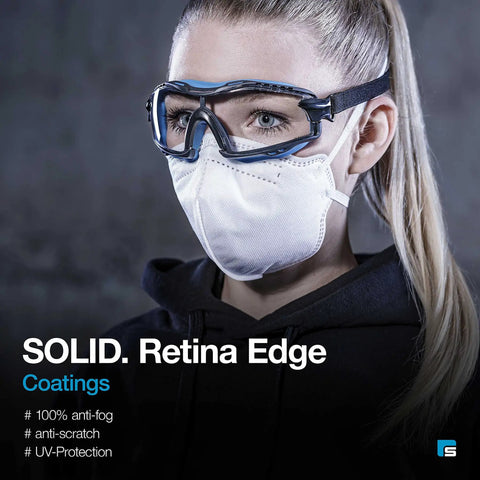 Anti Fog Safety Goggles With Adjustable Headband Clear Lens Light Blue Frame Impact Resistant Eyewear For Labs Workshops Medical Facilities And Shooting Ranges worn over face mask