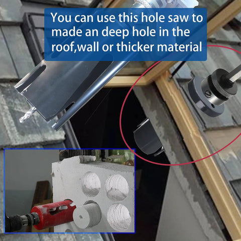 Carbide Tipped Hole Saw Cutter 4 3 8 Inch 111mm Deep Cut Up To 6.6 Inches With Arbor in roof material drilling demonstration
