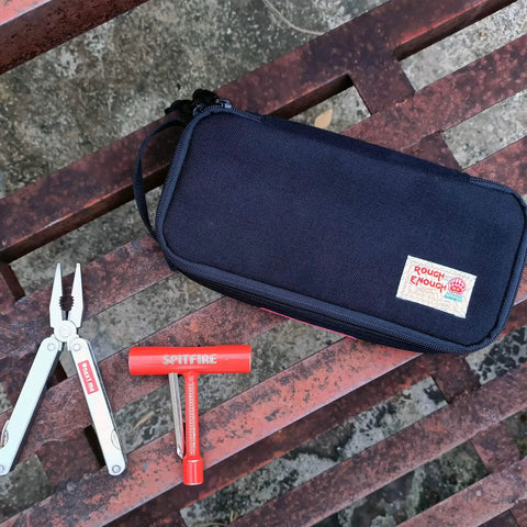 Rugged 1000D Cordura Tool Bag Pouch Box EDC Organizer Case With Zipper And Portable Handle shown with tools outdoors