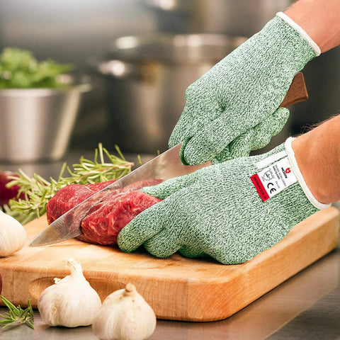 Cut Resistant Gloves Pro Grade Level 5 For Food Prep Ambidextrous And Machine Washable Ultra Comfortable Lightweight in use while cutting meat