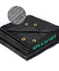 Folded Forty Percent Shade Cloth Six Point Five by Ten Feet Breathable HDPE Mesh with copper grommets showing texture detail.