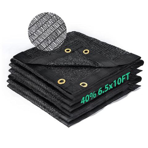 Folded Forty Percent Shade Cloth Six Point Five by Ten Feet Breathable HDPE Mesh with copper grommets showing texture detail.