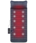 Full Body Massage Mat With Heat And 10 Vibrating Motors Memory Foam Pad For Back Pain Relief shown flat with remote control