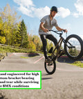 Euro Sealed Bottom Bracket Bearing For BMX And Freestyle Bikes With 19mm Spindle, cyclist on BMX track