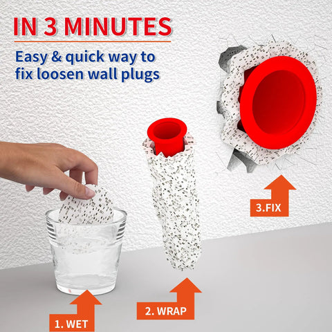 Fix Loose Wall Plugs Fast With Drywall Anchor Repair Kit, image showing step-by-step process for crumbly weak walls repair.