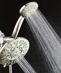 Antimicrobial High Pressure 30 Setting Rainfall Shower Combo With Anti Clog Nozzles Microban Protection Against Mold and Bacteria, dual heads