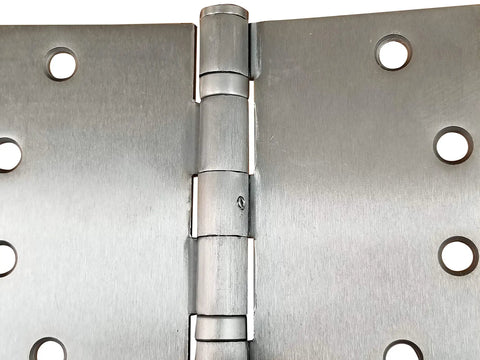 Wide Throw Door Hinges 4.5 Inch By 6 Inch Heavy Duty Satin Chrome 180 Degree Clearance Rust Resistant Ball Bearing Design 2 Pack For Easy Full Access Doors, Cabinets, Or Gates With Smooth Operation Built To Last, close-up
