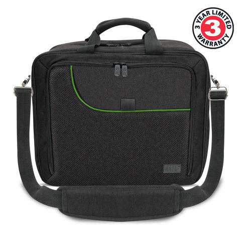 Grab And Go Console Carrying Case For Xbox Series S, Xbox One, And Xbox 360, with padded strap shown up front, 3-year warranty badge.