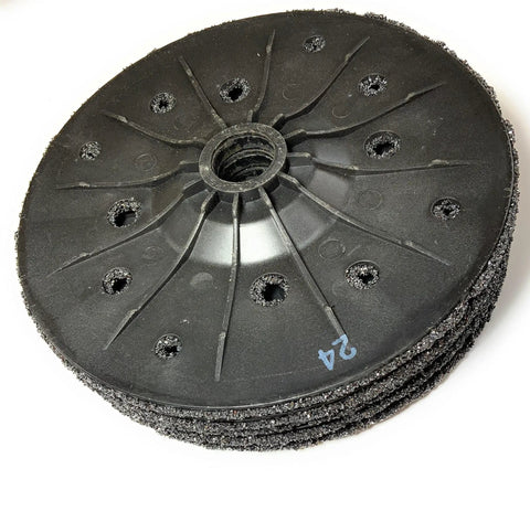 5 Pack SiC Plastic Back Grinding Wheels For Granite Marble Concrete And Glass 4.5 Inch 24 Grit stacked front view