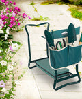 Folding Garden Kneeler Seat With Soft Foam Pad And Tool Pouch, Portable Bench For Gardening And Fishing in garden setting