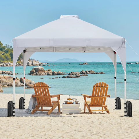 10x10 Pop Up Canopy Tent With Vent For Quick Setup Instant Sun Shelter On Wheeled Bag Includes 4 Sandbags 12 Stakes And 4 Ropes