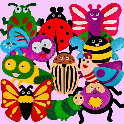 12 Jumbo Bug Felt Sewing Projects For Beginners Kids Craft Kit For Ages 6 8 With Kid Safe Plastic Needles Scissors Thread And Stuffing