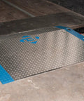 Rock Solid 60 By 48 Inch Aluminum Dock Plate Trailer Ramp With Bolt On Steel Legs Osha Ansi Compliant on warehouse loading dock.