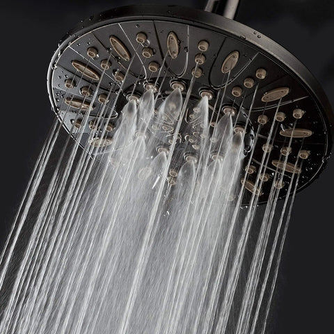 Rain Shower Head With Powerful High Pressure 7 Inch Diameter Six Settings Angle Adjustable Anti Clog Jets Tool Free Installation