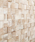 Reclaimed Wood 3D Wall Panels Kit 10 Handcrafted Planks showcasing natural wood grain and white square finish detail.