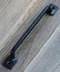 Black Cast Iron Pull Handles 9 Inch Square Base Set Of 2 Durable Powder Coated Finish for cabinet doors gates barn doors