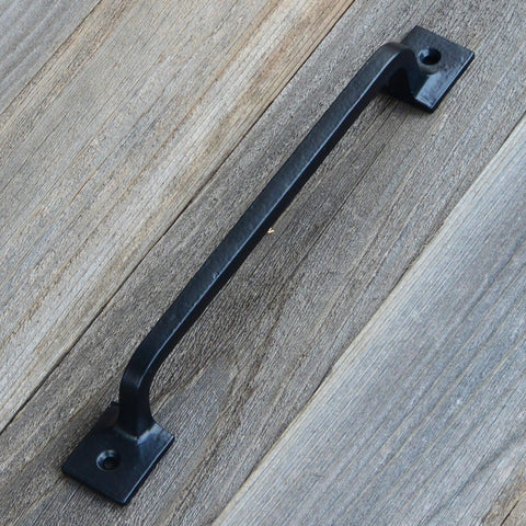 Black Cast Iron Pull Handles 9 Inch Square Base Set Of 2 Durable Powder Coated Finish for cabinet doors gates barn doors