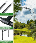 Half Garden Arch Trellis For Climbing Plants Outdoor Metal Garden Arbor Built Tough For Patio Or Backyard Large Black Archway Decoration Measuring 23.6 Inches Wide By 94.5 Inches Tall Easy Setup And Stable Support