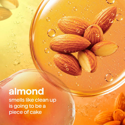 Image of almonds with bubbles in warm tones, representing Daily Wood Cleaner Spray With Warm Almond Essence Knocks Out Stubborn Dust And Kitchen Grit While Skipping The Greasy Baggage Before It Sets In On Your Favorite Cabinetry And Hardwood.