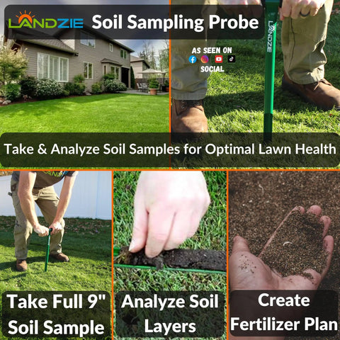 20 Inch Soil Probe For Lawn Core Sampling And Soil Testing, Durable 12 Inch Depth Sampler in use for soil analysis on grass