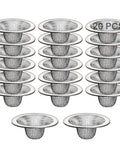 Twenty Pack Hair Catching Drain Strainers Two Point One Two Inch Mesh Basket Sink Filter Screen arranged in two rows.
