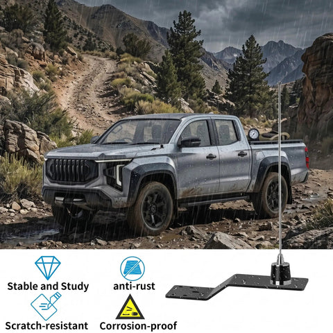 Extended NMO Antenna Mount Bracket for Three Quarter Inch Hole Thick Steel Vehicle Mount with extra reach on truck