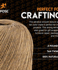 Pro Grade Four Ply Spring Twine For Upholstery Repairs And Furniture Fix Ups Wax Coated Ball String Heavy Duty Cord 0.5 pounds tan twine.