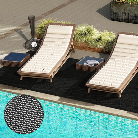 Drainage Floor Mat 3 Ft By 16 Ft 5 In Grippy Non Slip Commercial Grade PVC Rubber Mesh Entrance Mat For Wet Areas Kitchen Pool Bathroom Washroom Garage Black One Fifth Inch Thick installed by pool