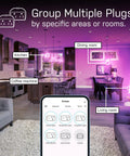 Smart WiFi Plug Works With Alexa And Google Home No Hub Required 2 4 GHz Network Only Remote Control From Anywhere 15 Amp Indoor Outlet For Home Appliances app control interface in living and dining area