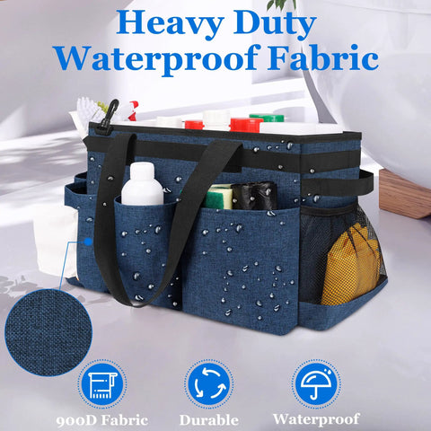 Heavy Duty Hot Tub Chemical Storage Bag With Pockets And Handle Pool Cleaning Caddy Tool Organizer Tote in blue 900D nylon