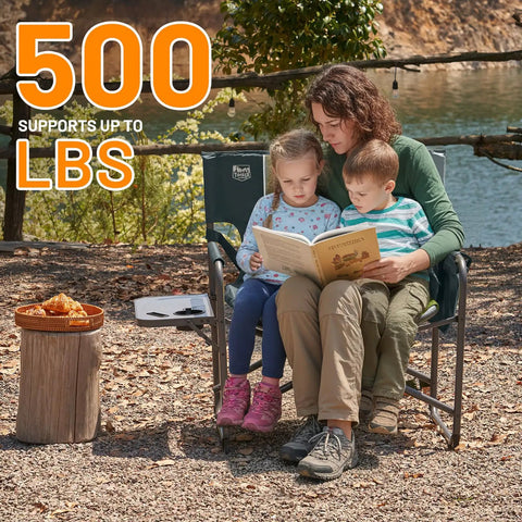 Family seated on Beefy Heavy Duty XXL Director's Chair With Extra Wide 32 Inch Seat And 500 Lb Capacity, Padded Comfort Armrests