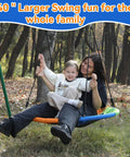 Kids 40 Inch Round Tree Swing Seat Multicolor Saucer Style Outdoor Swing For Backyard Play with adult and child